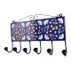 Navy Blue White Floral Tiles Hooks